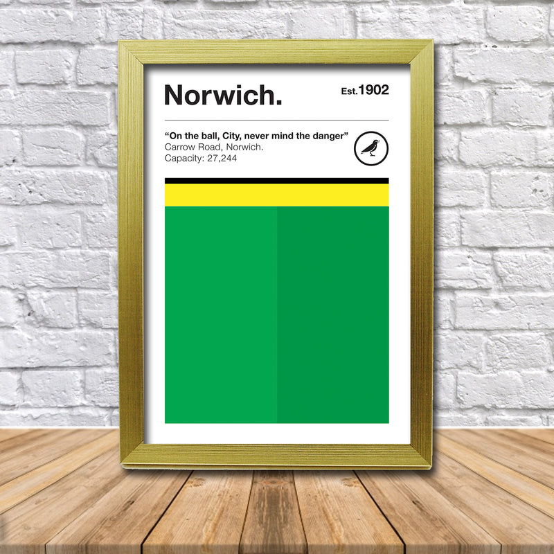 Retro Norwich Club Colours - Norwich Fan Football Poster