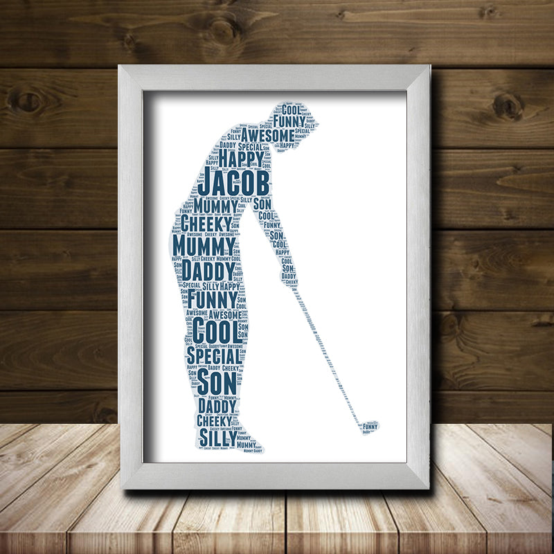 Personalised Golf 1 Word Art Poster Print