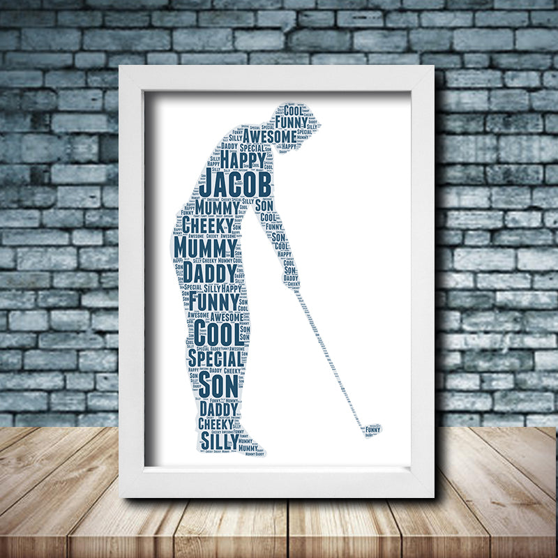 Personalised Golf 1 Word Art Poster Print