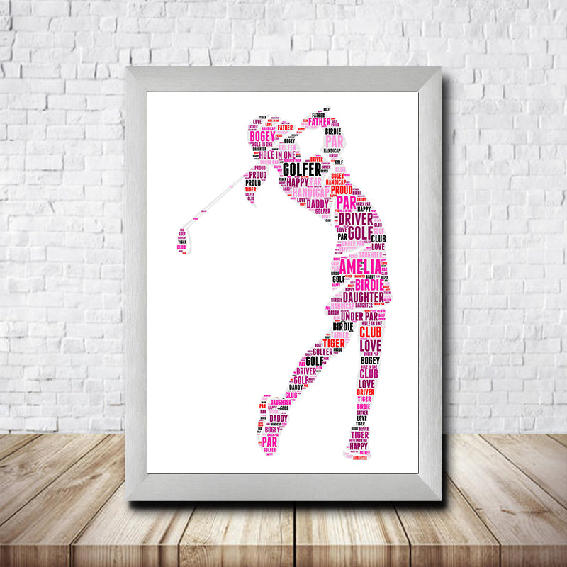 Personalised Golfer Girl 2 Word Art Poster Print