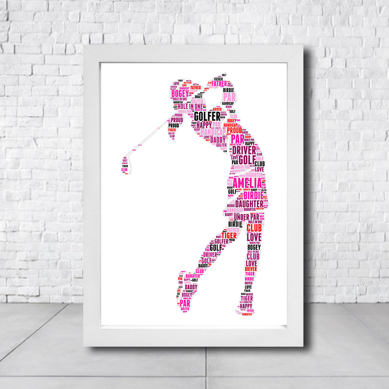 Personalised Golfer Girl 2 Word Art Poster Print