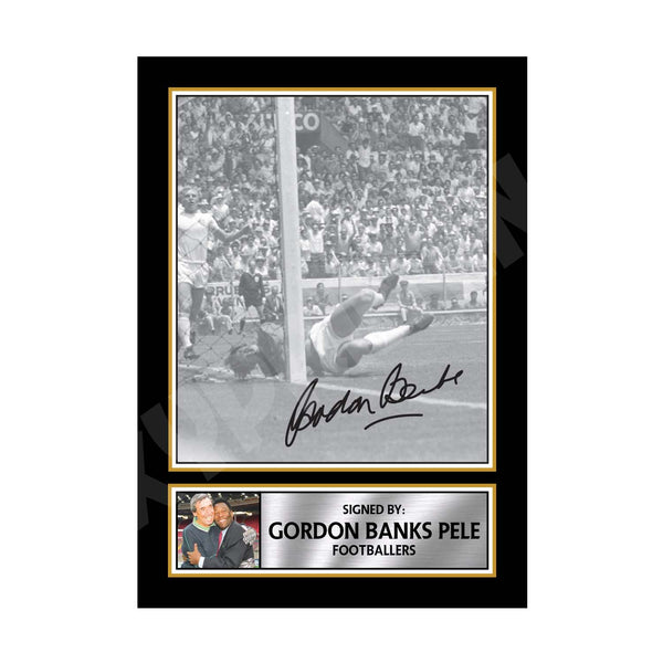 GORDON BANKS PELE Football Player Printed Signature Print – Reproduction Print