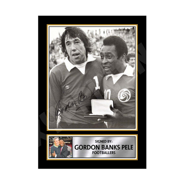GORDON BANKS PELE 2 Football Player Printed Signature Print
