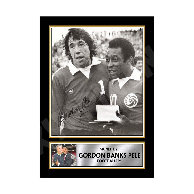 GORDON BANKS PELE 2 Limited Edition Football Player Signed Print - Football