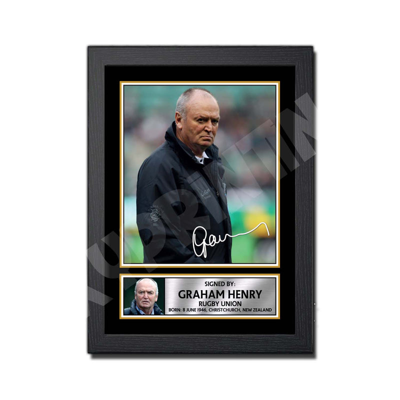 GRAHAM HENRY 1 Limited Edition Rugby Player Signed Print - Rugby