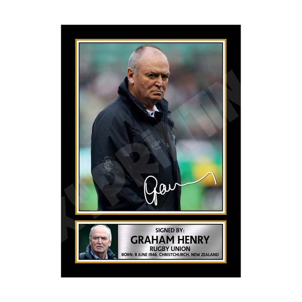 GRAHAM HENRY 1 Rugby Player Printed Signature Print