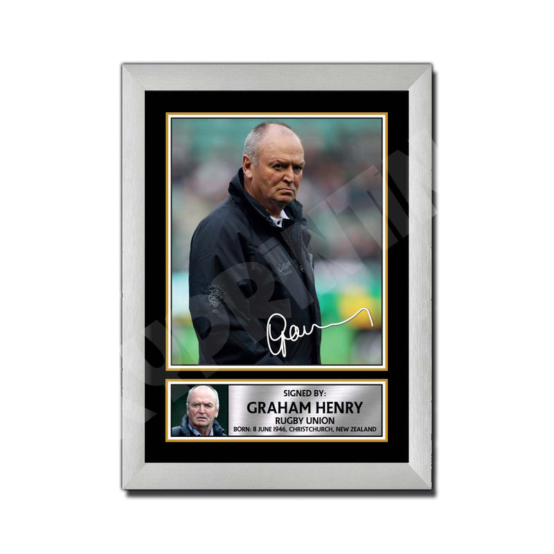 GRAHAM HENRY 1 Limited Edition Rugby Player Signed Print - Rugby