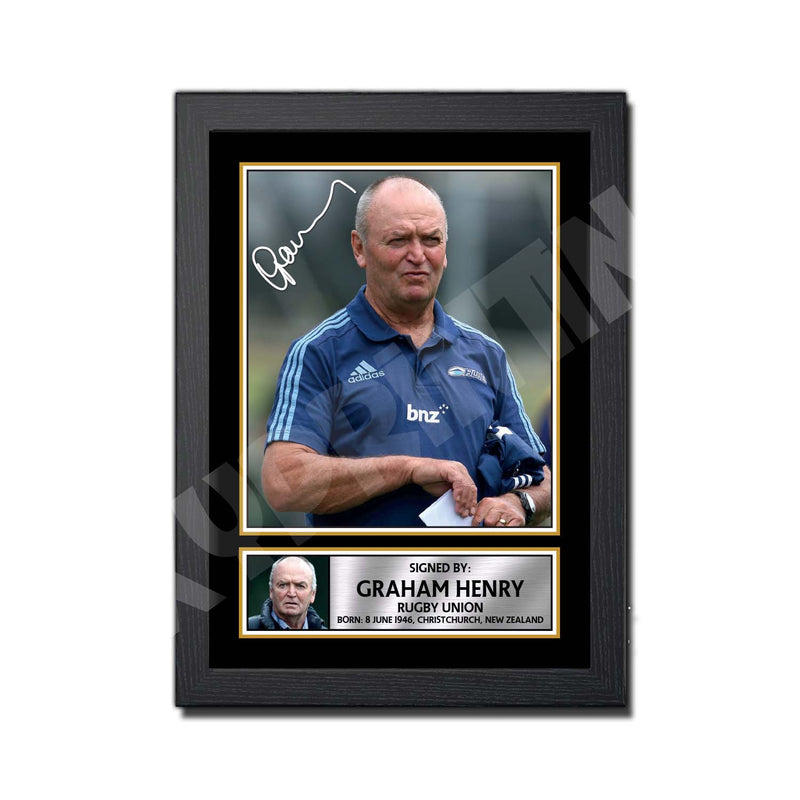 GRAHAM HENRY 2 Limited Edition Rugby Player Signed Print - Rugby