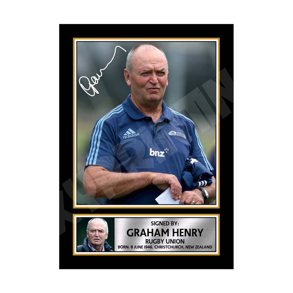 GRAHAM HENRY 2 Rugby Player Printed Signature Print