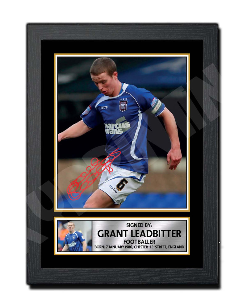 GRANT LEADBITTER 2 Limited Edition Football Player Signed Print - Football