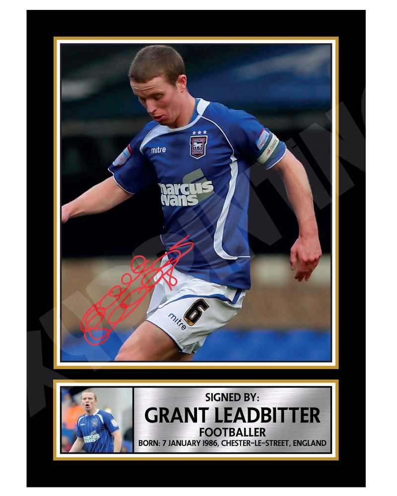 GRANT LEADBITTER 2 Limited Edition Football Player Signed Print - Football