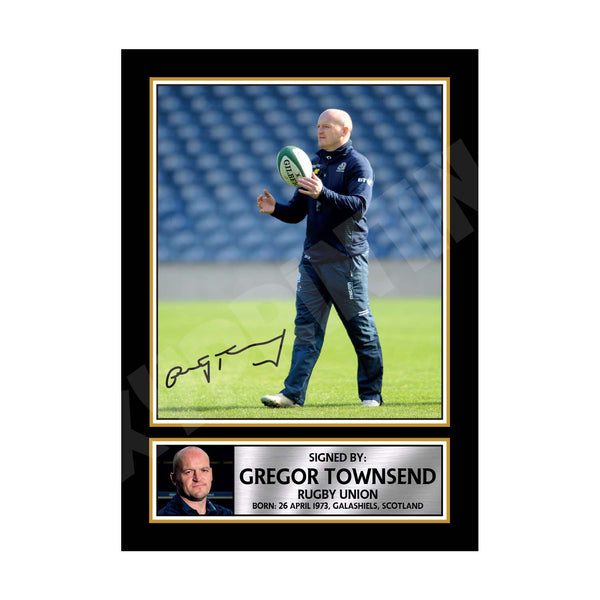 GREGOR TOWNSEND 1 Rugby Player Printed Signature Print