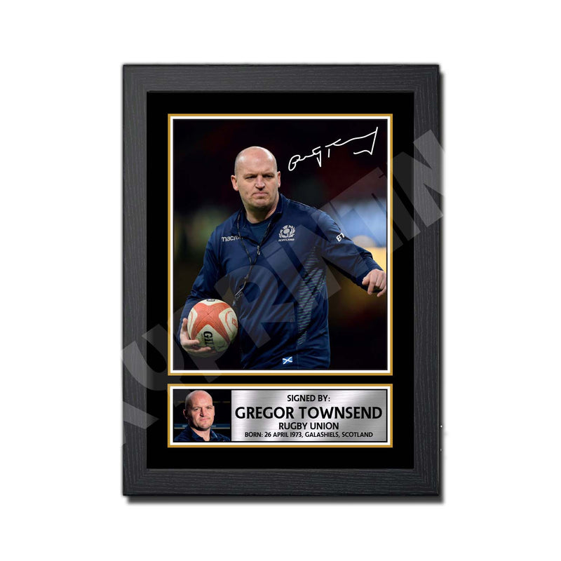 GREGOR TOWNSEND 2 Limited Edition Rugby Player Signed Print - Rugby