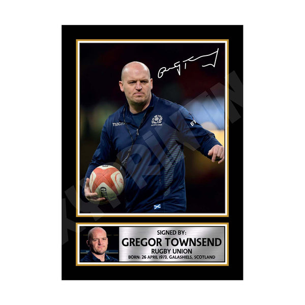 GREGOR TOWNSEND 2 Rugby Player Printed Signature Print