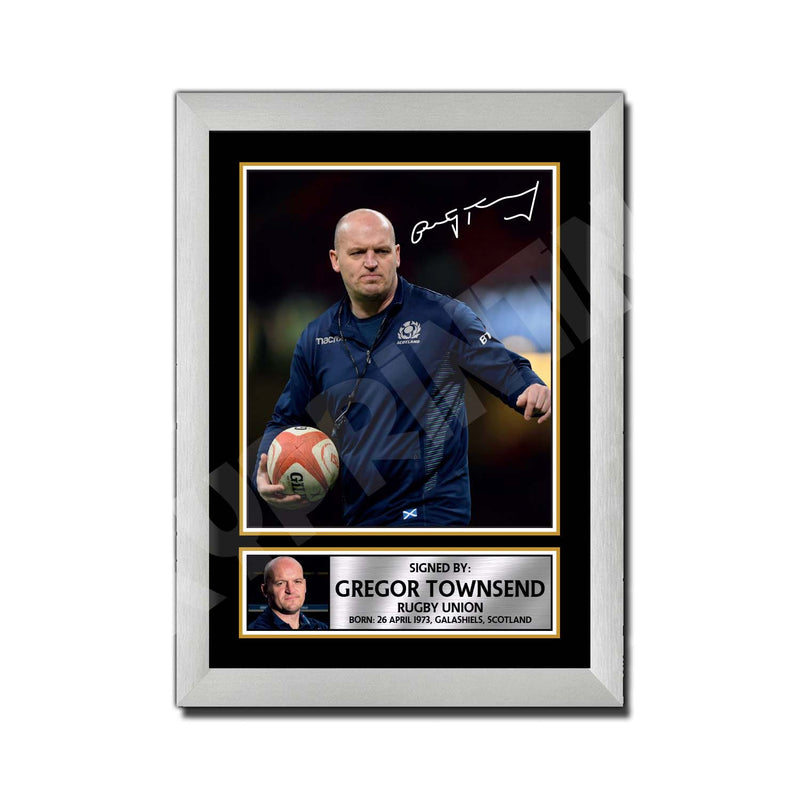 GREGOR TOWNSEND 2 Limited Edition Rugby Player Signed Print - Rugby