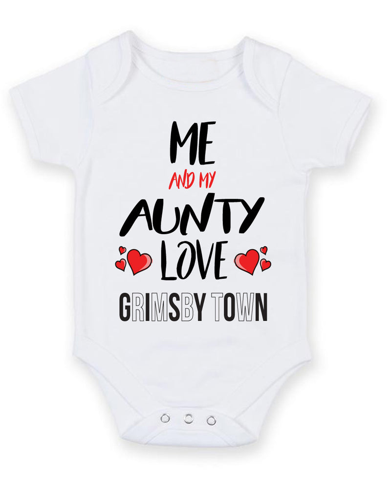 Me and My Aunty Love GRIMSBY TOWN Personalised FOOTBALL TEAM Baby Grow
