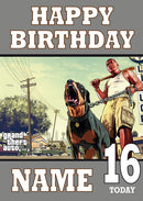 GTA Design 2 THEME INSPIRED Kids Adult Personalised Birthday Card Birthday Card