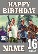 GTA Design 5 THEME INSPIRED Kids Adult Personalised Birthday Card Birthday Card