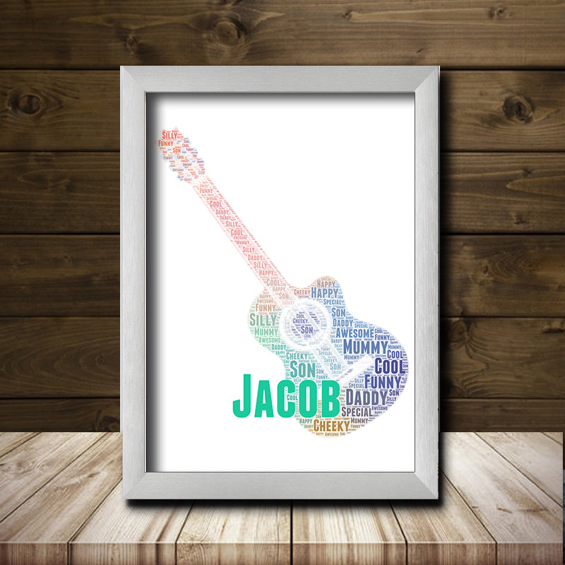 Personalised Guitar 1 Word Art Poster Print