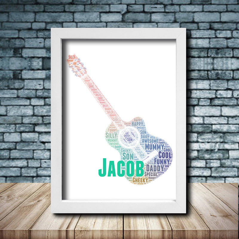 Personalised Guitar 1 Word Art Poster Print