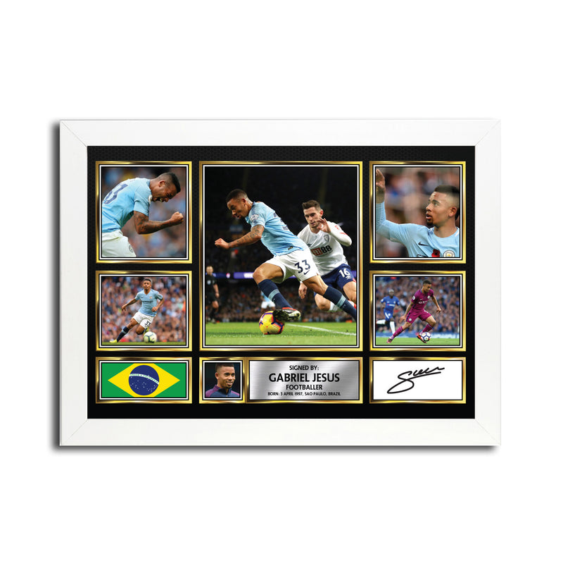 Gabriel Jesus MC1588  - Black Frame Autographed Football Poster