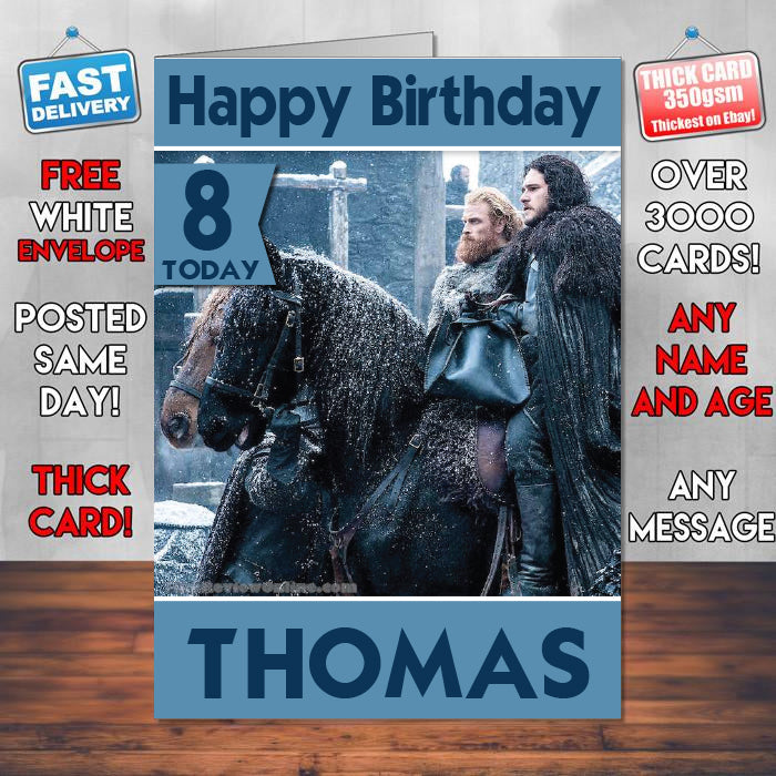 INSPIRED STYLE Game Of Thrones 02 Theme Style Personalised Kids Inspired Movie Birthday Card (SA)