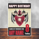 Game Of Thrones Design 3 THEME INSPIRED Style PERSONALISED Kids Adult FUNNY Birthday Card