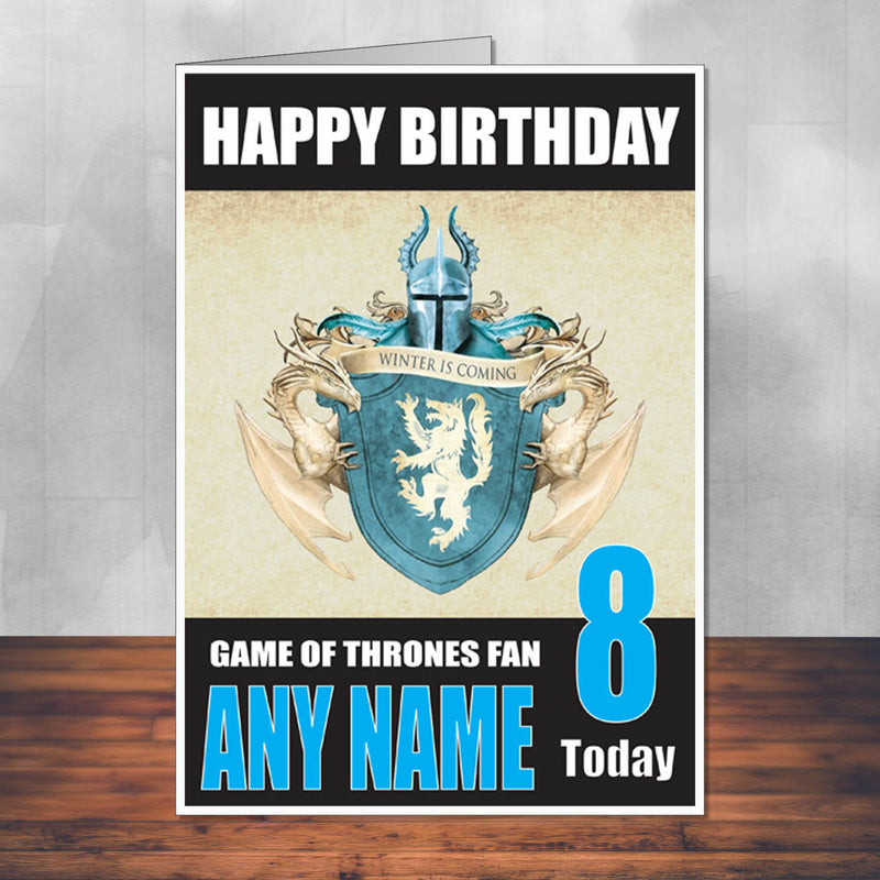 Game Of Thrones Design 4 THEME INSPIRED Style PERSONALISED Kids Adult FUNNY Birthday Card