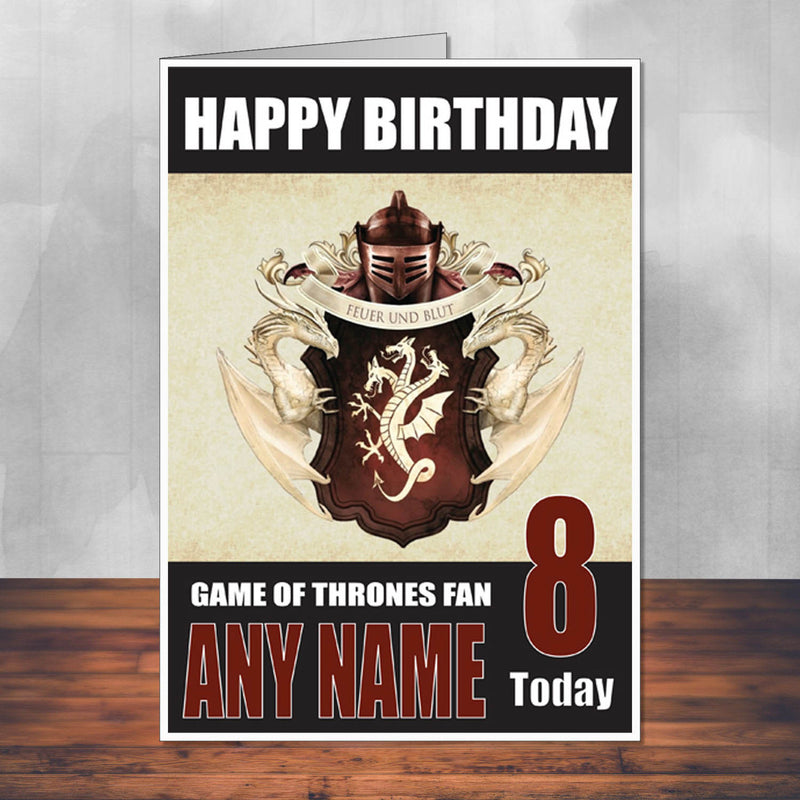 Game Of Thrones Design 7 THEME INSPIRED Style PERSONALISED Kids Adult FUNNY Birthday Card