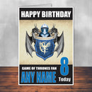Game Of Thrones Design 8 THEME INSPIRED Style PERSONALISED Kids Adult FUNNY Birthday Card