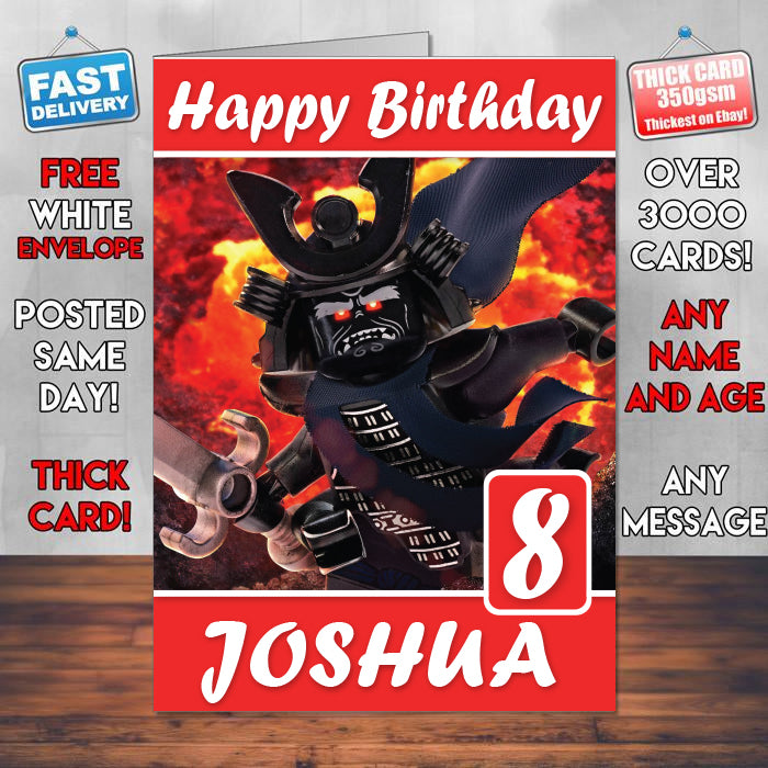 Garmadon Be Victorious The Lego Ninjago Theme Style Personalised Kids Inspired Movie Birthday Card (SA)