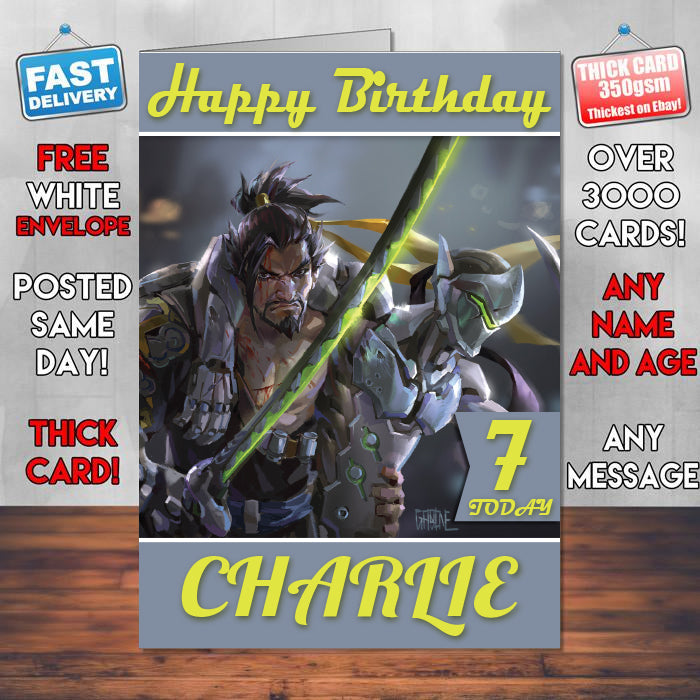 Genji Hanzo Overwatch Inspired Style Game Kids Inspired Birthday Card (SA)