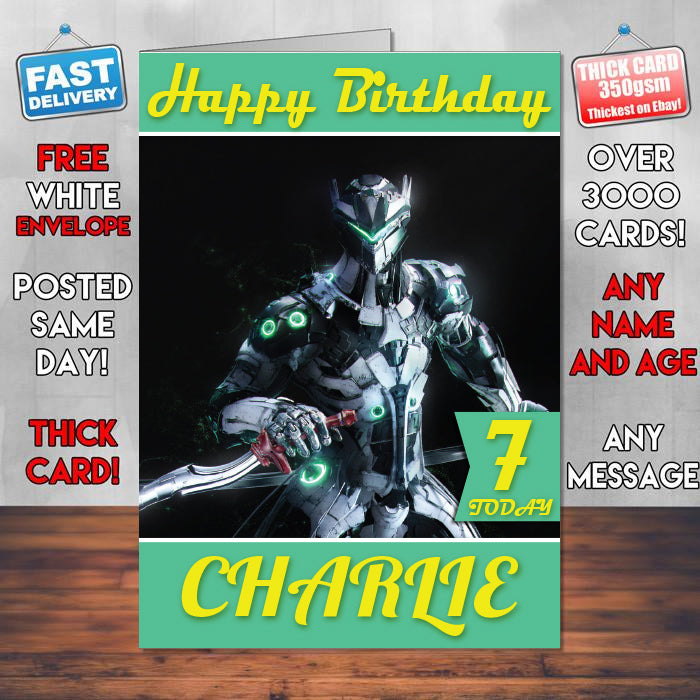 Genji Overwatch Artwork Inspired Style Game Kids Inspired Birthday Card (SA)
