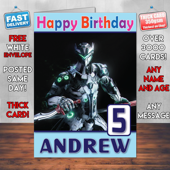Personalised Genji Artwork Overwatch Inspired Style Game Kids Inspired Birthday Card (SA)