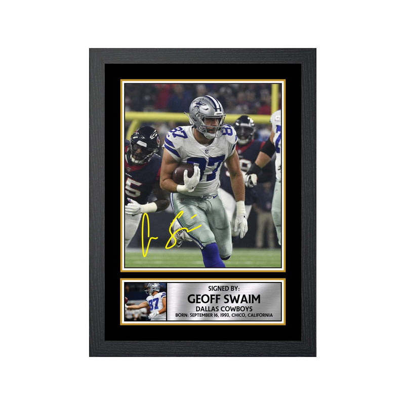 Geoff Swaim Limited Edition Football Signed Print - American Footballer