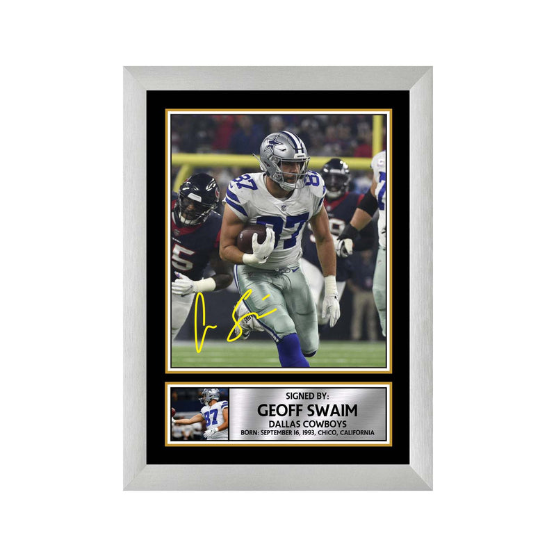 Geoff Swaim Limited Edition Football Signed Print - American Footballer