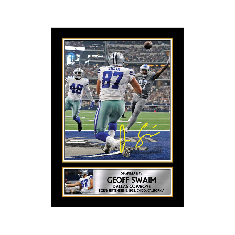 Geoff Swaim 2 Limited Edition Football Signed Print - American Footballer
