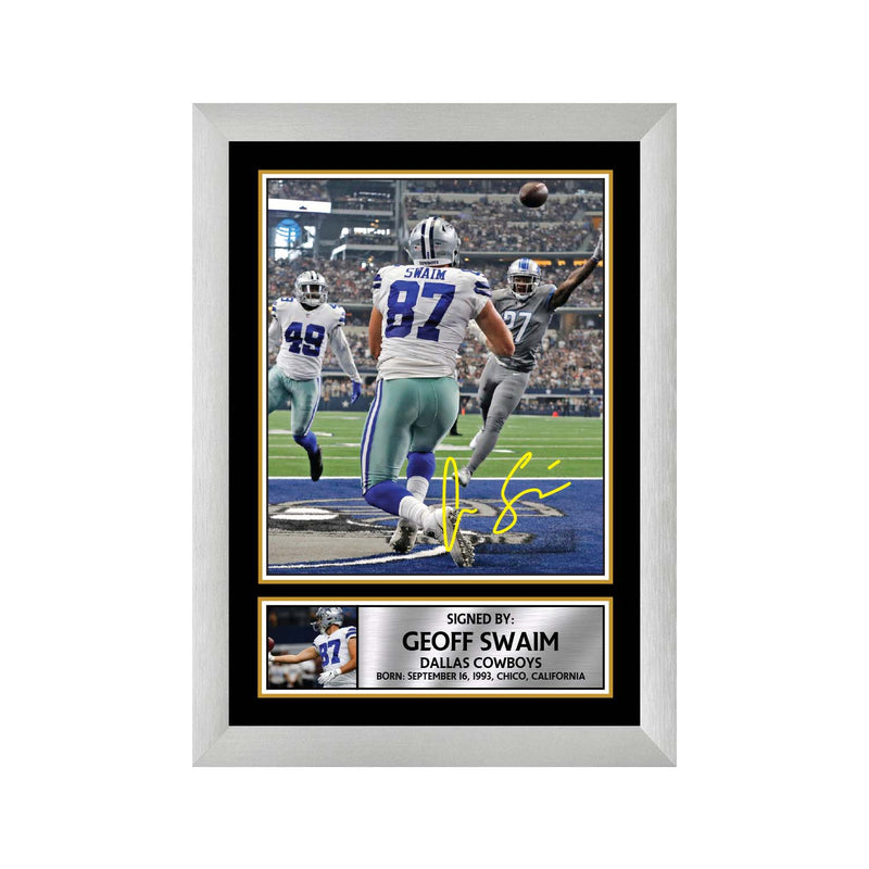 Geoff Swaim 2 Limited Edition Football Signed Print - American Footballer