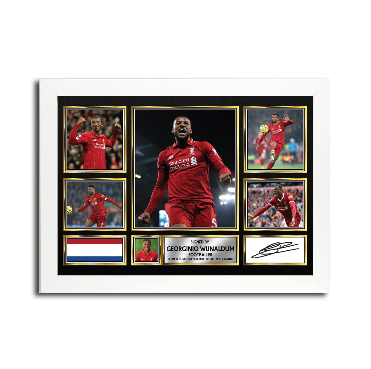 Georginio Wijnaldum MC1590 – Black Frame Printed Signature Football Poster – Georginio Wijnaldum MC1590