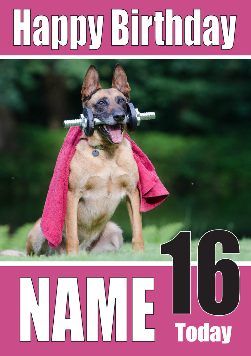 German Shep DOGS AND Funny Puppy Kids Adult Personalised Birthday Card