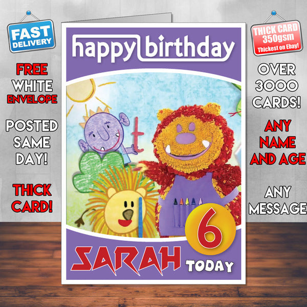 Get Squiggling 2 Style Theme Personalised Kidshows Birthday Card (SA)