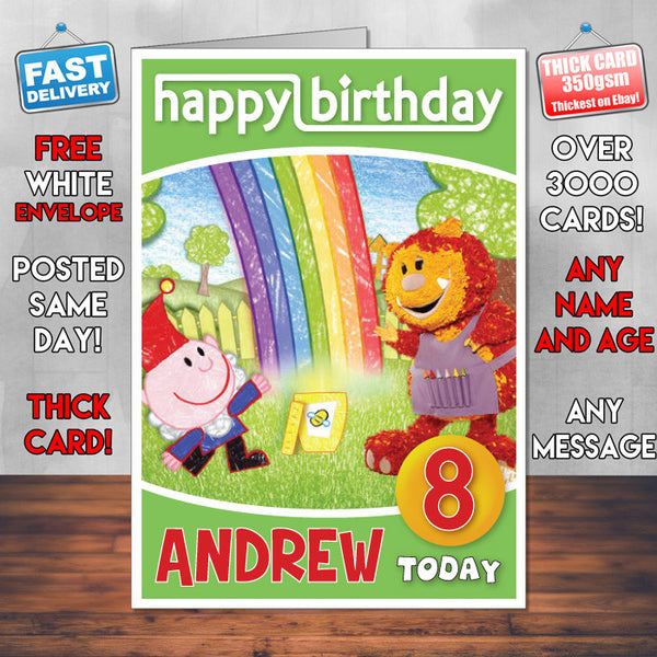 Get Squiggling 4 Style Theme Personalised Kidshows Birthday Card (SA)