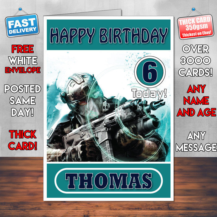 Personalised Ghost Recon 1 Inspired Style Game Kids Inspired Birthday Card (SA)