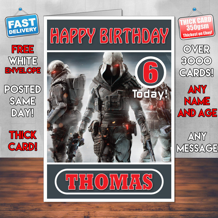 Personalised Ghost Recon 2 Inspired Style Game Kids Inspired Birthday Card (SA)