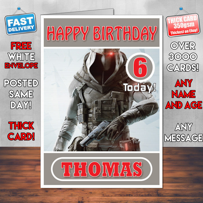 Personalised Ghost Recon 3 Inspired Style Game Kids Inspired Birthday Card (SA)