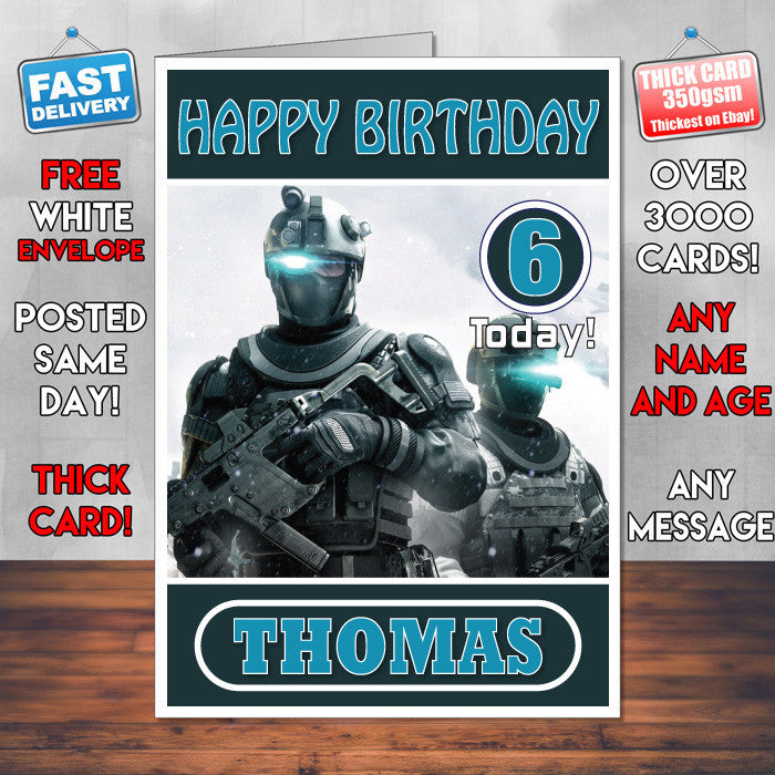 Personalised Ghost Recon Tom Clancys 1 Inspired Style Game Kids Inspired Birthday Card (SA)