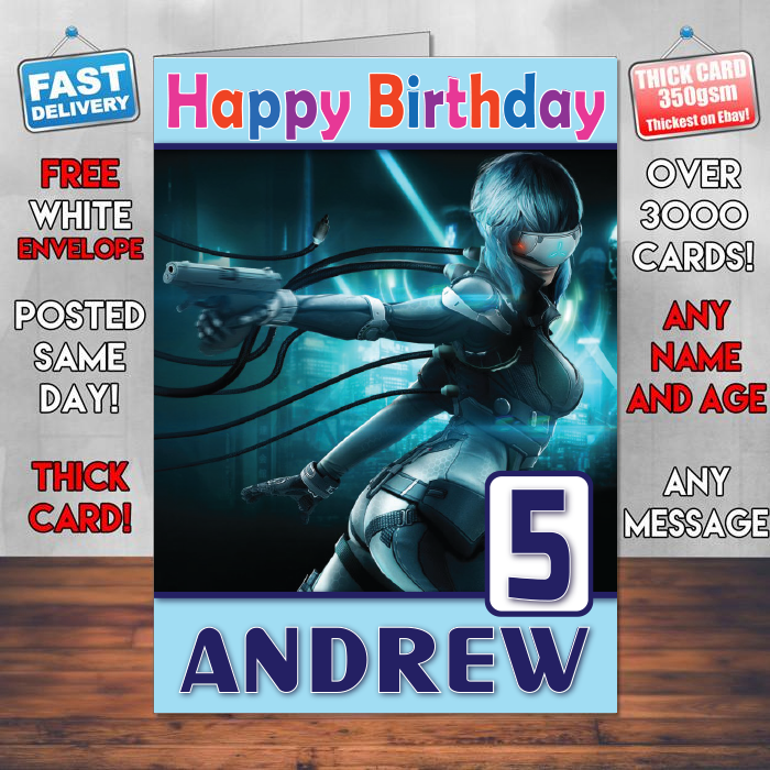 Personalised Ghost In The Shell Stand Alone Complex Inspired Style Game Kids Inspired Birthday Card (SA)