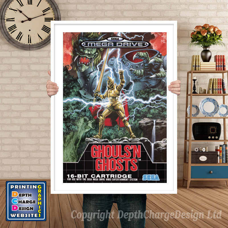 Ghouls N Ghosts Eu - Sega Megadrive Inspired Retro Gaming Poster A4 A3 A2 Or A1