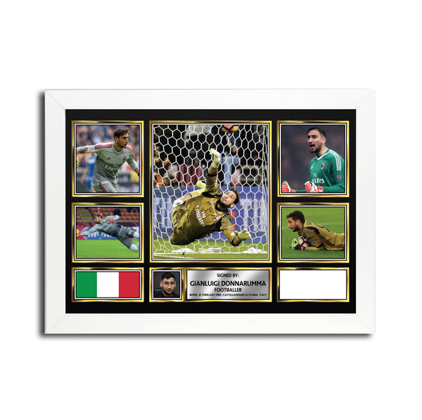 Gianluigi Donnarumma MC1593 – Black Frame Printed Signature Football Poster