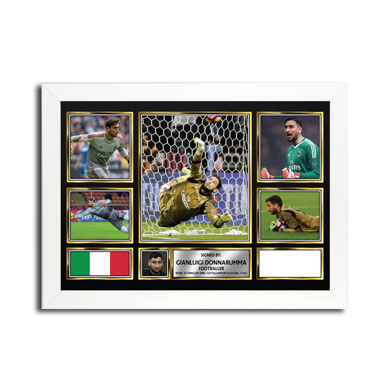 Gianluigi Donnarumma MC1593  - Black Frame Autographed Football Poster